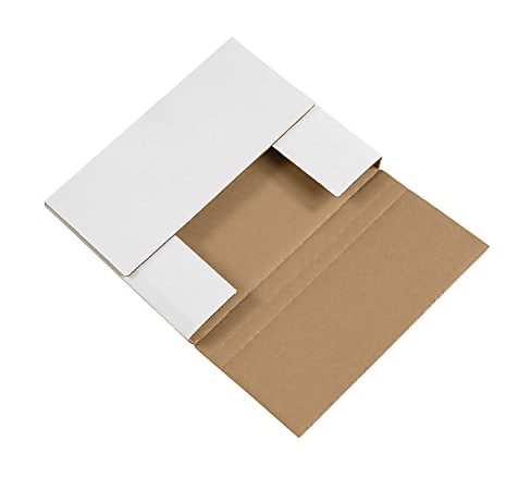 Partners Brand Easy-Fold Mailers, 10 1/4"L x 8 1/4"W x 1 1/4"H, White, Pack Of 50
