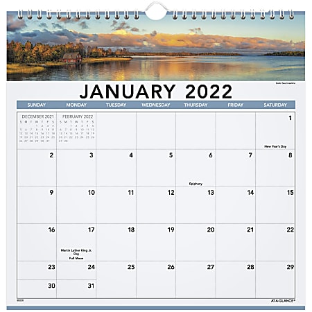 AT-A-GLANCE® Landscape Monthly Wall Calendar, 12" x 12", Multicolor, January To December 2022, 88200