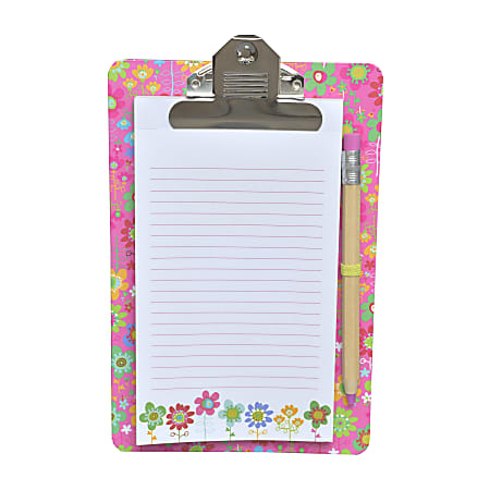 Gartner Studios® Clipboard With Notepad And Pen, 4 1/2" x 7 3/4", 1 Subject, 200 Pages (100 Sheets), Poppy Floral