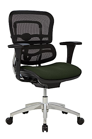 WorkPro® 12000 Series Ergonomic Mesh/Premium Fabric Mid-Back Chair, Black/Olive, BIFMA Compliant