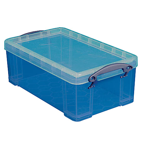 Really Useful Box® Plastic Storage Container With Built-In Handles And Snap Lid, 9 Liters, 14 1/2" x 10 1/4" x 6", Blue