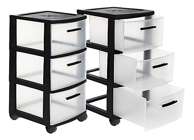 Inval MQ 3 Drawer Rolling Storage Cabinets 25 12 H x 12 12 W x 14