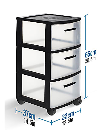 Inval Rolling Storage Cabinets Black, Plastic Rolling Storage Cabinet With Drawers