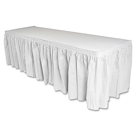 Genuine Joe Nonwoven Table Skirts - 14 ft Length x 29" Width - Adhesive Backing - Polyester - White - 6 / Carton