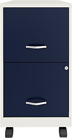 Realspace® SOHO Smart 18"D Vertical 2-Drawer Mobile File Cabinet, Metal, White/Navy