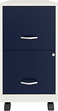 Realspace® SOHO Smart 18"D Vertical 2-Drawer Mobile File Cabinet, White/Navy