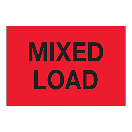 Tape Logic® Preprinted Labels, "Mixed Load", DL1624, Rectangle, 2" x 3", Fluorescent Red, Roll Of 500 Labels