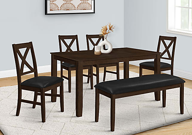 Monarch Specialties Sam Rectangular Dining Table, 29-1/2”H x 59”W x 35-1/2”D, Brown