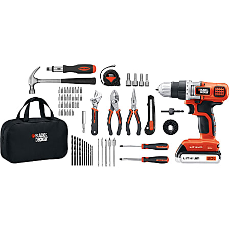 Black Decker 20V MAX Lithium DrillDriver 68 Piece Project Kit With