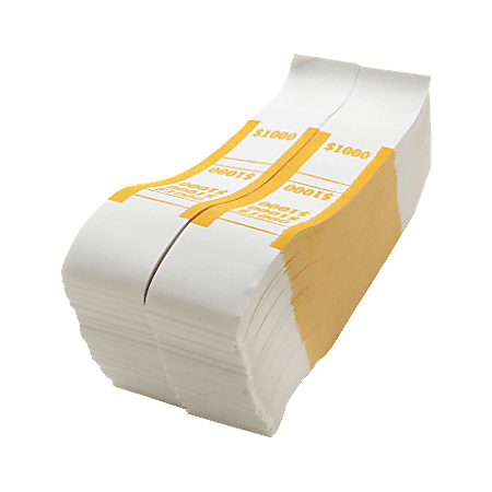 Sparco Kraft Paper ABA Bill Straps, $1,000, White/Yellow, Box Of 1,000