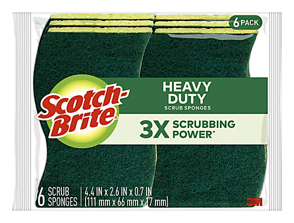 Scotch-Brite Heavy Duty Sponges, 6 Scrubbing Sponges, Great For Washing Dishes and Cleaning Kitchen