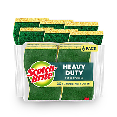 Scotch-Brite™ 426 Heavy-Duty Scrub Sponges, Green, Pack Of 6 Sponges