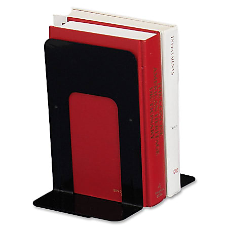 Sparco Book Supports with Poly Base - 9" Height x 6" Width x 8.5" Depth - Desktop - Black - Steel - 2 / Pair
