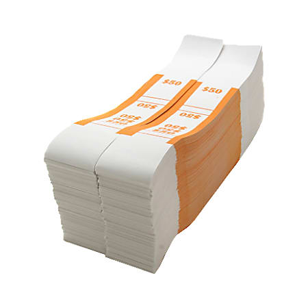 Sparco White Kraft ABA Bill Straps, $50, Orange/White,