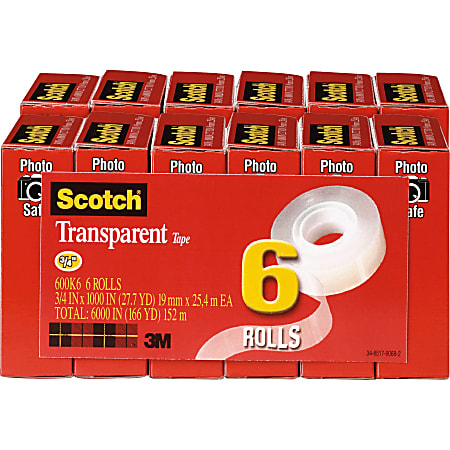 Scotch® Transparent Tape, 0.75" x 83.34&#x27;, Clear, Pack