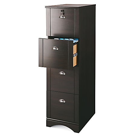 Realspace Dawson 22 D Vertical 4 Drawer File Cabinet Cinnamon