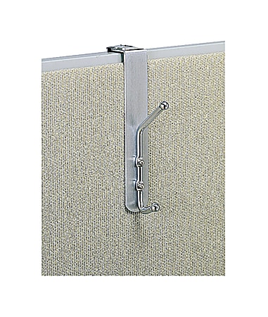 Safco® Over-The-Panel Double-Garment Coat Hook, 8-1/2"H x 1-1/2"W x 4-1/4"D, Silver