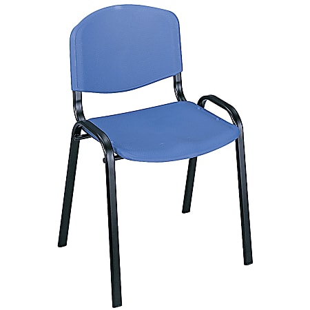 Safco® Plastic Seat, Plastic Back Stacking Chair, 18 1/2" Seat Width, Blue Seat/Black Frame, Quantity: 4