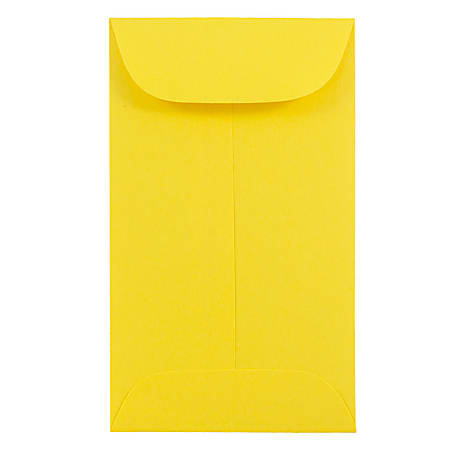 JAM Paper® Coin Envelopes, #5 1/2, Gummed Seal, Yellow, Pack Of 50 Envelopes