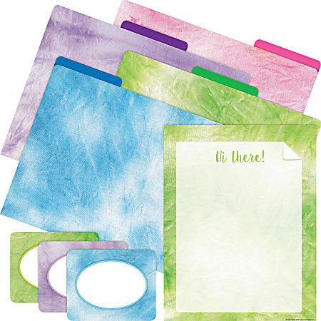 Barker Creek Get Organized File Folder Set, 1/3-Cut Tab, Letter Size, Lime Tie-Dye, Set Of 107 Pieces