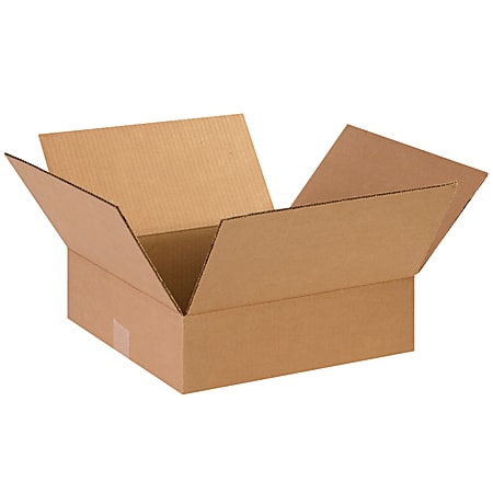 Partners Brand Flat Corrugated Boxes 14 x 14 x 4 Kraft Pack Of 25