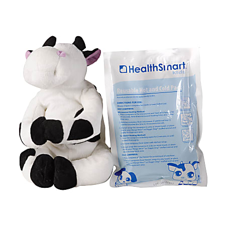 HealthSmart® Margo Moo® Reusable Stuffed Animal Kids' Hot And Cold Pack, 6" x 8", Black/White