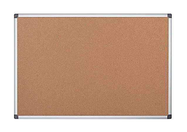 MasterVision® Maya Cork Bulletin Board, 24" x 36", Aluminum Frame