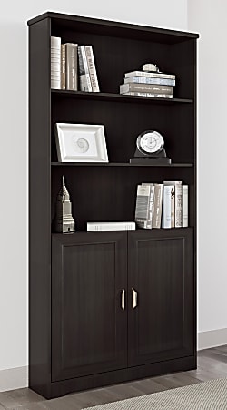 Realspace® Magellan 72"H 5-Shelf Contemporary Bookcase With Doors, Espresso/Dark Finish