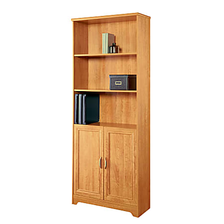 Realspace® Magellan 72"H 5-Shelf Bookcase With Doors, Honey Maple
