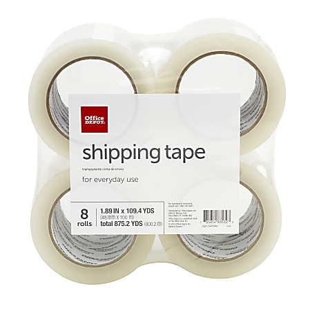 Office Depot® Brand Shipping Tape, 1.89" x 109.4 Yd., Clear, Pack Of 8 Rolls