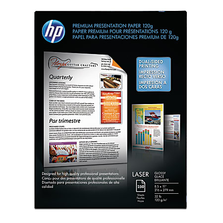 HP Premium Presentation Multi-Use Printer & Copy Paper, White, Letter (8.5" x 11"), 250 Sheets Per Pack, 32 Lb, 92 Brightness