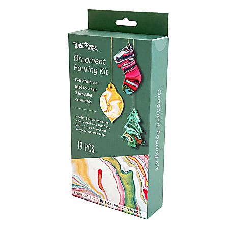 Hampton Art Paint Pour Ornament Kit - 6pc Clear Plastic Ornaments - Acrylic  Paints & Ribbons Included - DIY Craft Kit for Adults in the Craft Supplies  department at