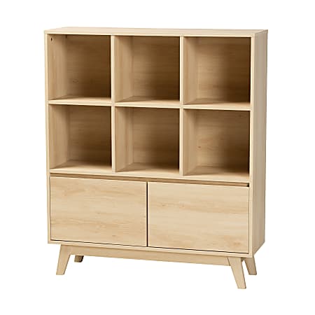 Baxton Studio Danina Japandi 45"H 6-Shelf Finished Wood Bookshelf, Oak Brown