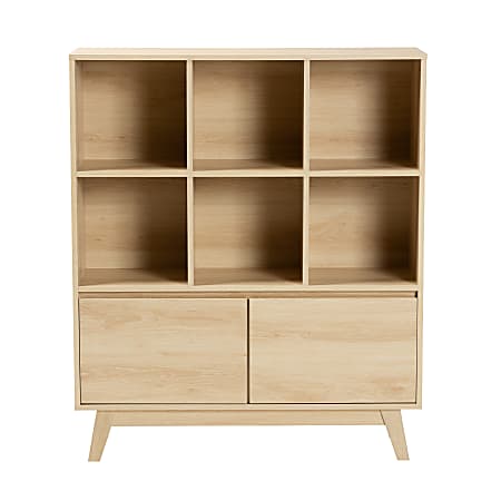 Baxton Studio Danina Japandi 45 H 6 Shelf Finished Wood Bookshelf