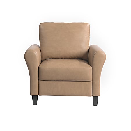 Lifestyle Solutions Winslow Faux Leather Chair With Rolled Arms, Light Brown/Black