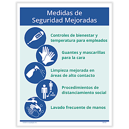 ComplyRight™ Corona Virus And Health Safety Posters, Enhanced Safety Measures, Spanish, 10" x 14", Set Of 3 Posters