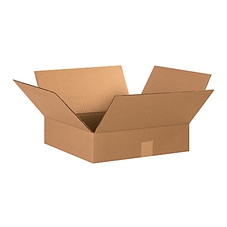 Partners Brand Flat Corrugated Boxes, 15" x 15" x 4", Kraft, Pack Of 25