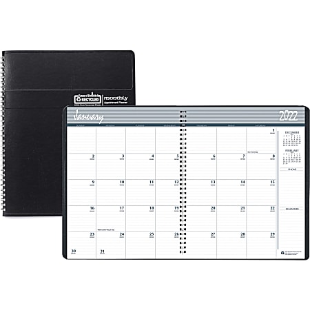 House of Doolittle Expense Log/Memo Page Monthly Planner - Julian Dates - Monthly - 1.2 Year - December 2020 till January 2022 - 1 Month Double Page Layout - 6 7/8" x 8 3/4" Sheet Size - 1.50" x 1.50" Block - Wire Bound - Simulated Leather, Paper - Black