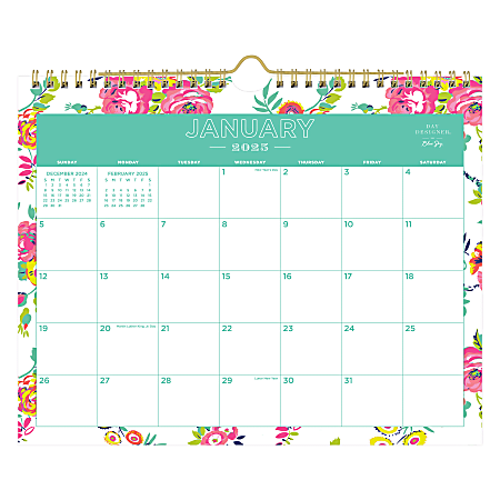 2025 Day Designer Monthly Wall Calendar, 11” x 8-3/4”, Peyton White, January 2025 To December 2025