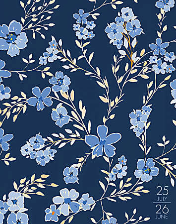 2025-2026 Willow Creek Press Monthly Academic Booklet Planner, 7-1/2” x 9-1/2”, Bluesy Floral, July 2025 To June 2026, 56912