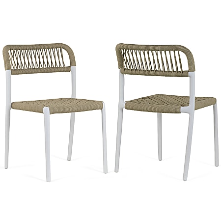 Glamour Home Belen Fabric Dining Accent Chairs, Blue/White, Set Of 2 Chairs