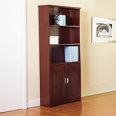 Realspace&reg; Magellan 72"H 5-Shelf Bookcase With Doors, Classic Cherry