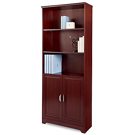 Realspace Magellan 72 H 5 Shelf Bookcase With Doors Classic Cherry Office Depot