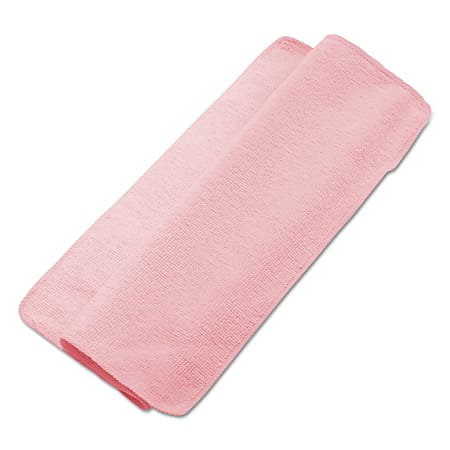 Boardwalk® Lightweight Microfiber Cleaning Cloths, 16" x 16", Pink, Pack Of 24 Cloths