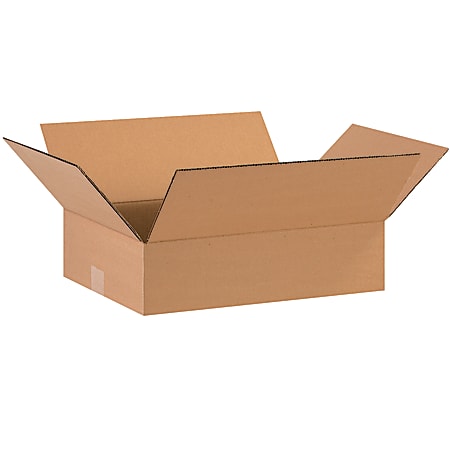 Partners Brand Flat Corrugated Boxes, 16" x 12" x 4", Kraft, Pack Of 25