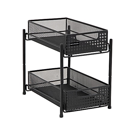 Mind Reader 2-Tier Mesh Cabinet Basket, 11-1/4" H x 12-1/2" W x 8" D, Black