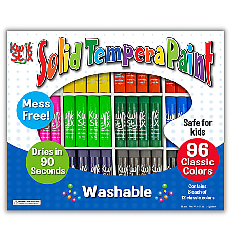 The Pencil Grip Kwik Stix Solid Tempera Paint Sticks, Assorted Colors, Pack Of 96 Sticks