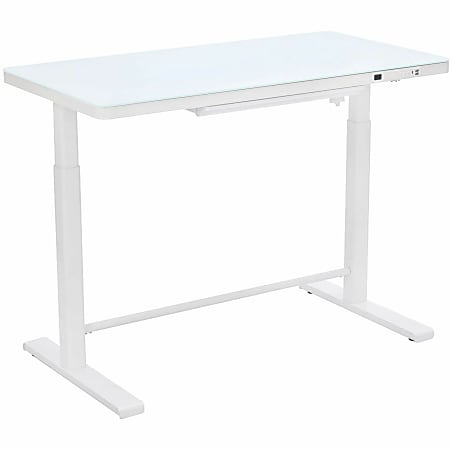 Uncaged Ergonomics Rise Up Glass Electric Standing Desk White - Modern Style - 155 lb Capacity - Adjustable - RUGLASSWHITE