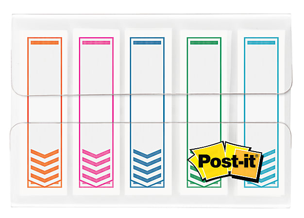 Post-it® Notes Arrow Flags, " Sign Here", 1/2", Assorted Colors, 20 Flags Per Pad, Pack Of 5 Pads