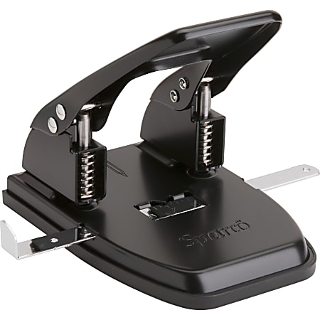 Sparco 2-Hole Punch - 2 Punch Head(s) - 30 Sheet Capacity - 1/4" Punch Size - Black